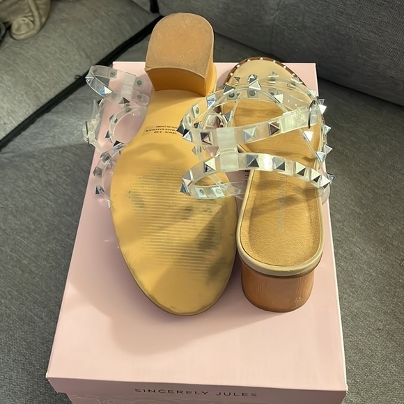 Sincerely Jules Clear Studded Heels w/Ankle Strap size 8.5 excellent condition. - Picture 5 of 5
